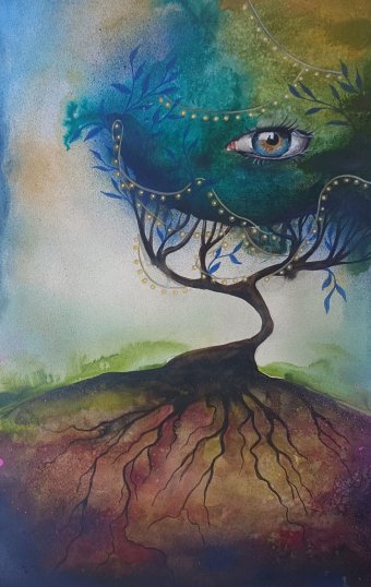 Pintura "Raízes da Memória", pintor Evgenia Smirnova aquarela papel na Jose Art Gallery