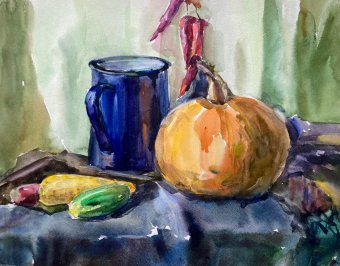 Painting "Still Life 2" by painter Aleksandr Romanenko watercolor paper at Jose Art Gallery