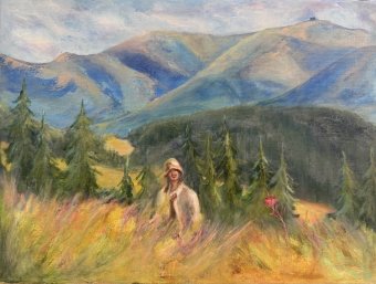 Painting "Fireweed" by painter Oksana Shkvarok acrylic canvas at Jose Art Gallery
