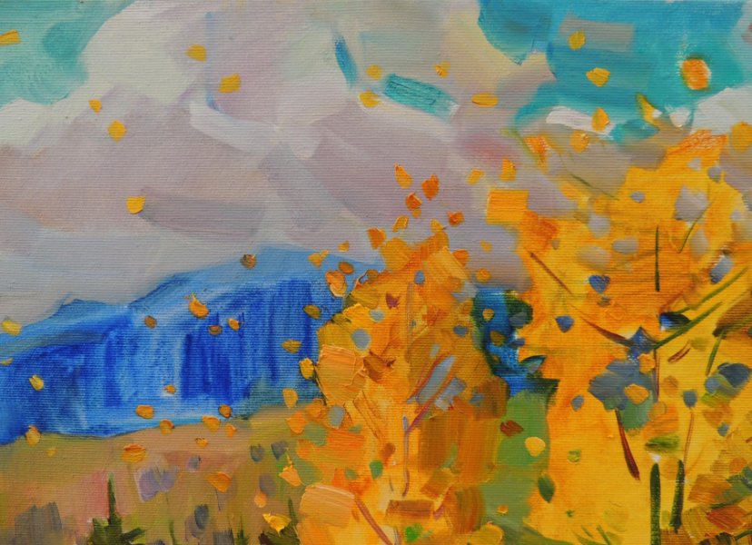 Additional view 4: Impressionism Landscape Painting Golden october by painter Anna Trachuk oil canvas 