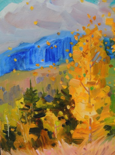 Additional view 5: Impressionism Landscape Painting Golden october by painter Anna Trachuk oil canvas 