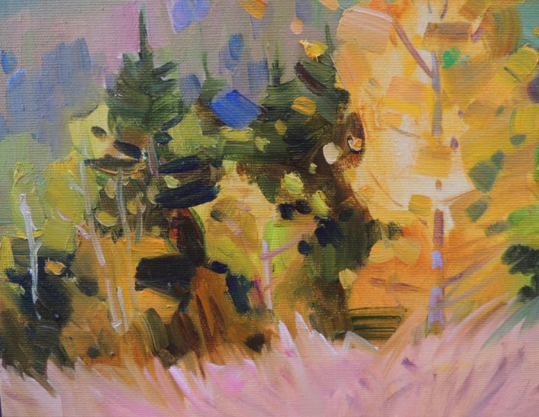 Additional view 6: Impressionism Landscape Painting Golden october by painter Anna Trachuk oil canvas 