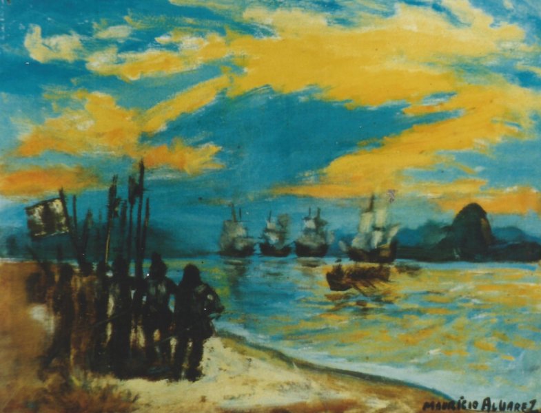 Additional view 5: Academic Art Marine Art Painting Facing the southwest wind by painter Jose Maurício Saldanha Alvarez Saldanha-Alvarez oil canvas 
