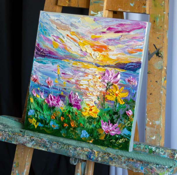Additional view 2: Impressionism Landscape Painting Summer Glow by painter Vladyslav Durniev oil canvas 