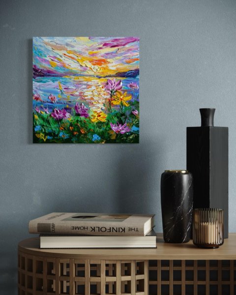 Additional view 4: Impressionism Landscape Painting Summer Glow by painter Vladyslav Durniev oil canvas 