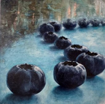 Painting "Blueberry rhythm" by painter Elena Khokhryakova oil canvas at Jose Art Gallery