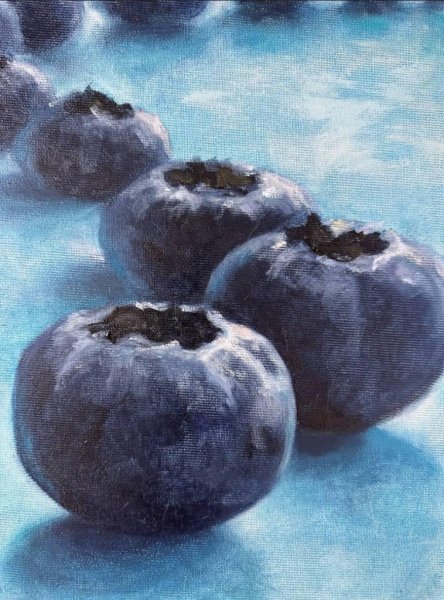 Additional view 1: Expressionism Still-Life Painting Blueberry rhythm by painter Elena Khokhryakova oil canvas 