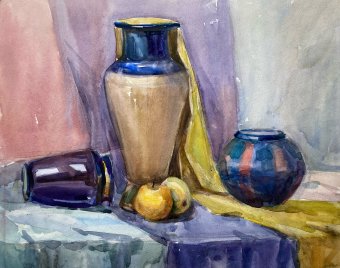Painting "Still Life 4" by painter Aleksandr Romanenko watercolor paper at Jose Art Gallery