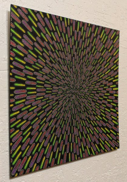 Additional view 1: Contemporary Art Genre Painting Greenish & purplish particle by painter Jonathan Pradillon acrylic canvas 