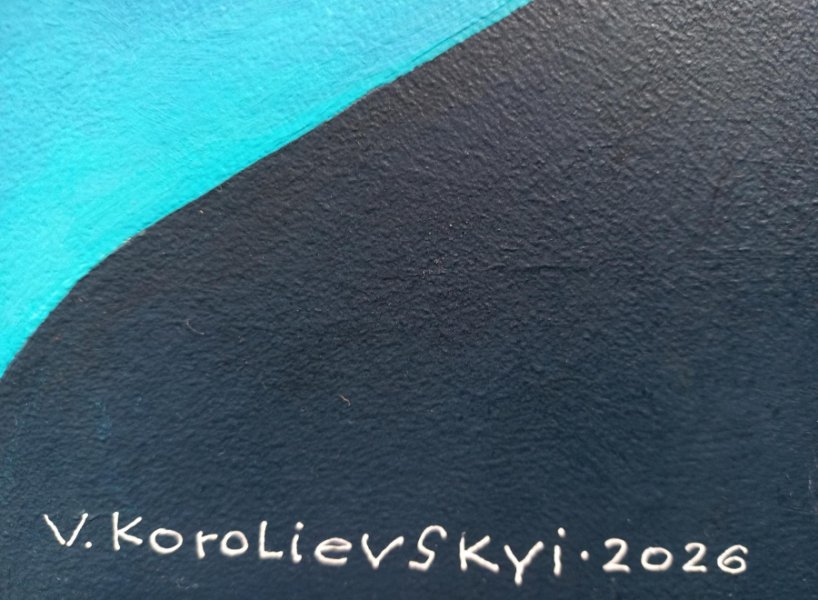 Additional view 6: Contemporary Art Portrait Painting It's Good Where I Am by painter Volodymyr Korolievskyi acrylic cardboard 