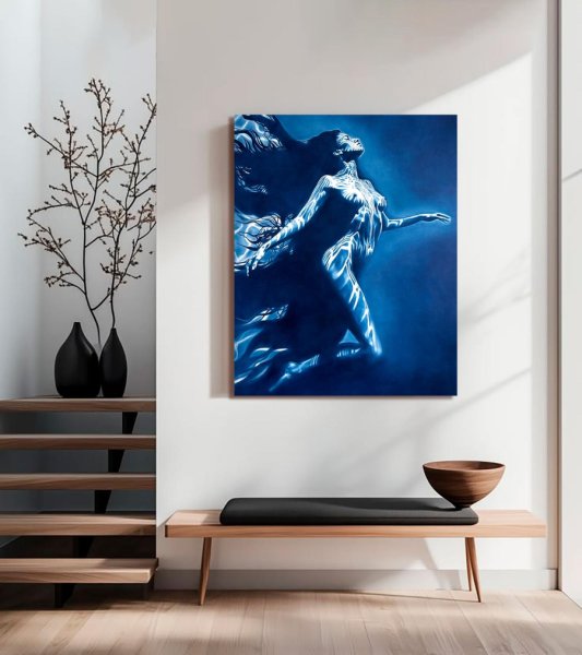 Additional view 2: Figurative Nude Painting Carrying the Light –Underwater by painter Julia Shilo oil canvas 