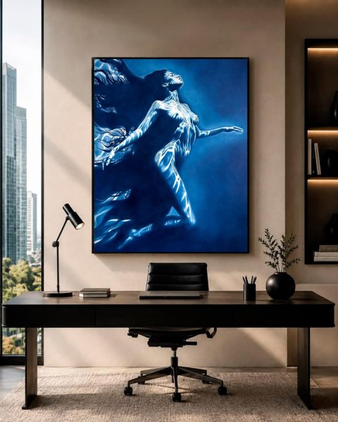 Additional view 4: Figurative Nude Painting Carrying the Light –Underwater by painter Julia Shilo oil canvas 