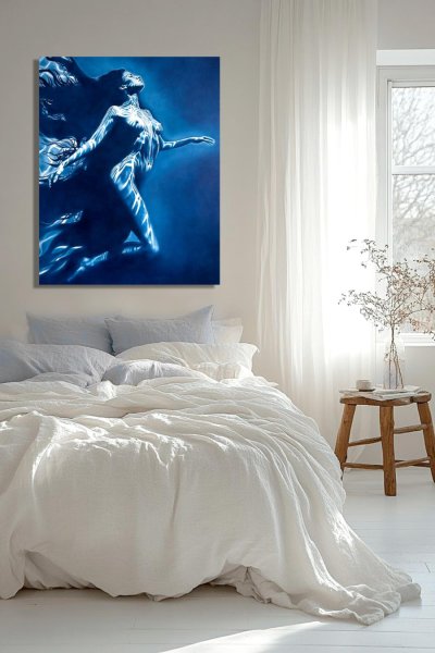 Additional view 5: Figurative Nude Painting Carrying the Light –Underwater by painter Julia Shilo oil canvas 
