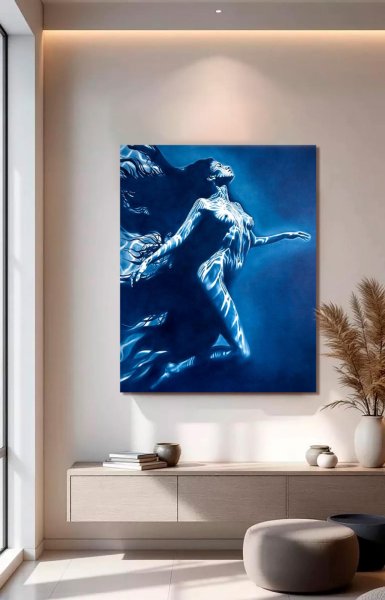 Additional view 7: Figurative Nude Painting Carrying the Light –Underwater by painter Julia Shilo oil canvas 