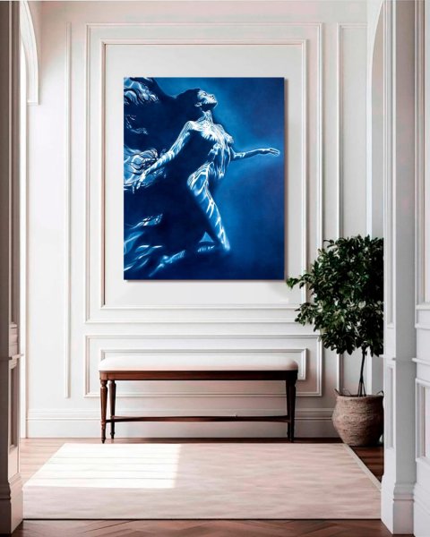 Additional view 9: Figurative Nude Painting Carrying the Light –Underwater by painter Julia Shilo oil canvas 