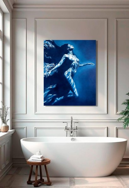 Additional view 10: Figurative Nude Painting Carrying the Light –Underwater by painter Julia Shilo oil canvas 