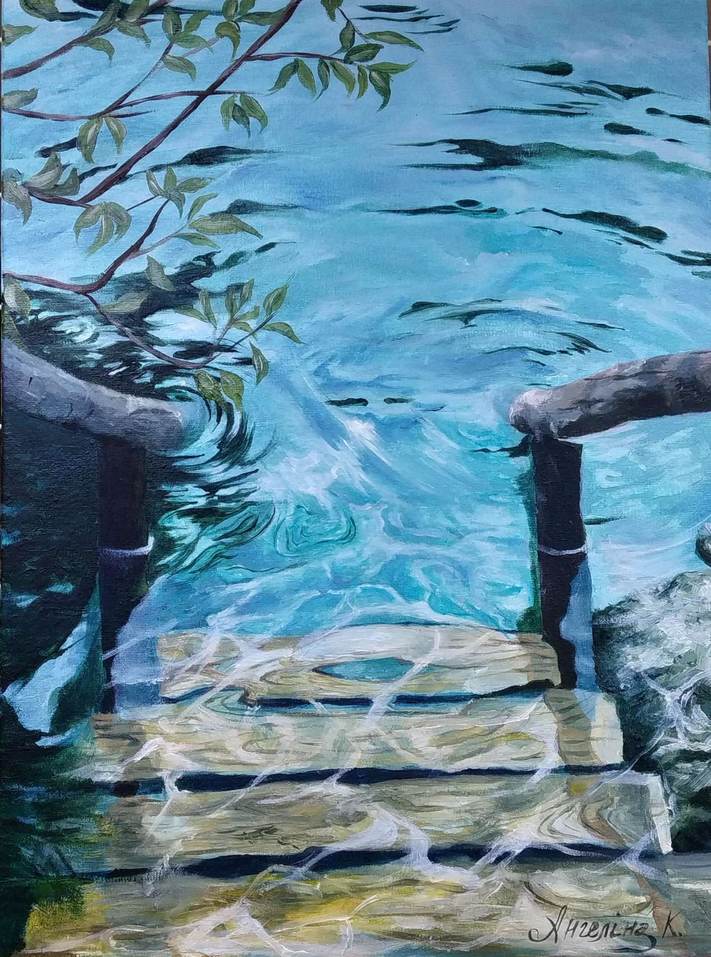 Morning river Painting by Angelina Karpenkova