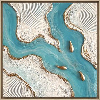 Painting "Turquoise memory" by painter Yuliia Kiselova mixed method canvas at Jose Art Gallery