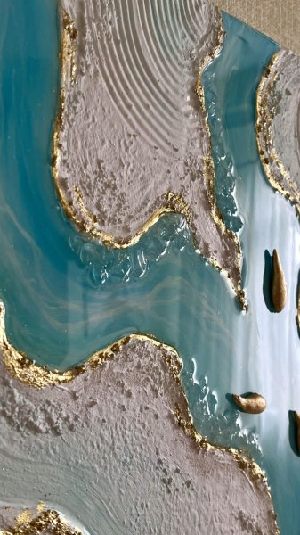 Additional view 2: Contemporary Art Interior Painting Turquoise memory by painter Yuliia Kiselova mixed method canvas 