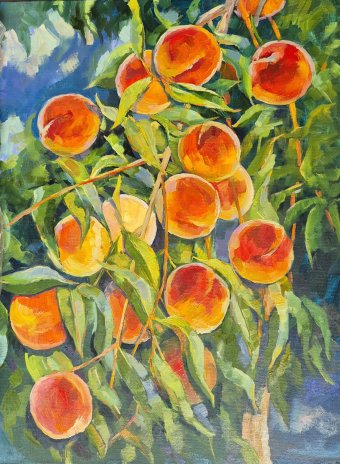 Painting "The peaches are ripe" by painter Oksana Potomkina oil canvas at Jose Art Gallery