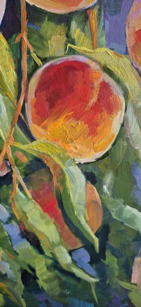 Additional view 3: Post-Impressionism Still-Life Painting The peaches are ripe by painter Oksana Potomkina oil canvas 