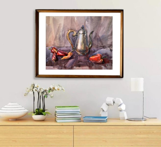 Additional view 2: Impressionism Still-Life Painting Still Life 5 by painter Aleksandr Romanenko watercolor paper 