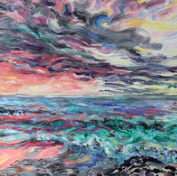 Additional view 1: Expressionism Marine Art Painting Turquoise Breeze by painter Olena Rybakova oil canvas 