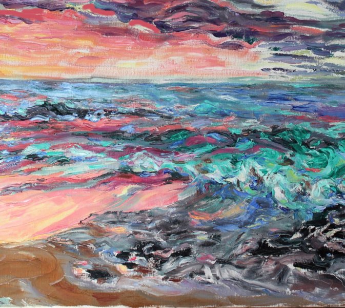 Additional view 2: Expressionism Marine Art Painting Turquoise Breeze by painter Olena Rybakova oil canvas 