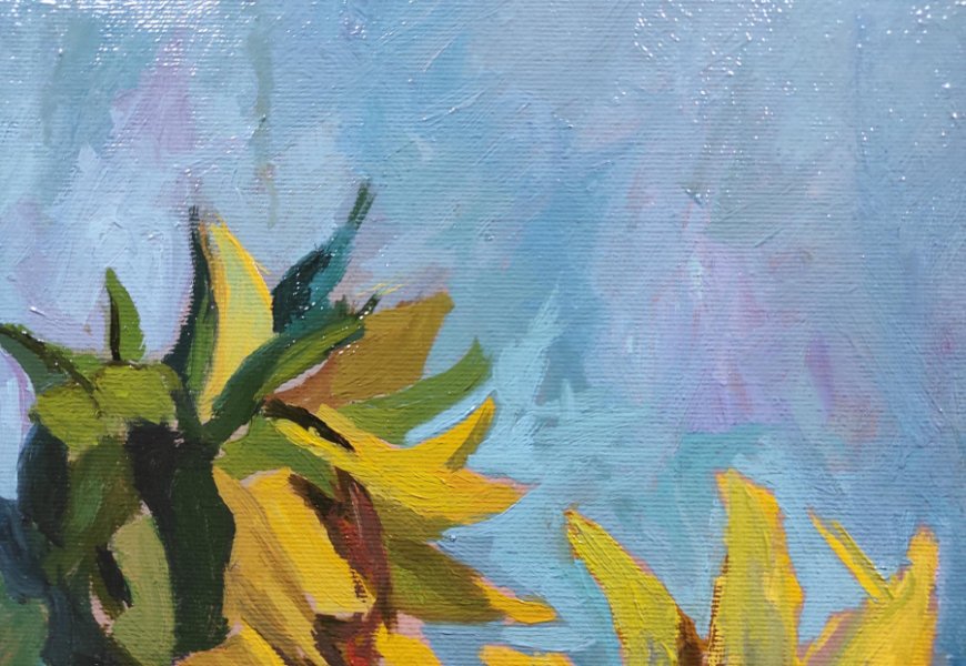 Additional view 4: Impressionism Flower Painting Sunflowers by painter Mykola Volchko oil canvas 