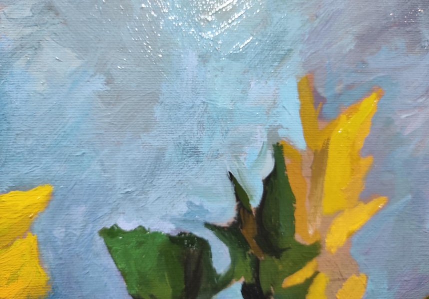 Additional view 5: Impressionism Flower Painting Sunflowers by painter Mykola Volchko oil canvas 