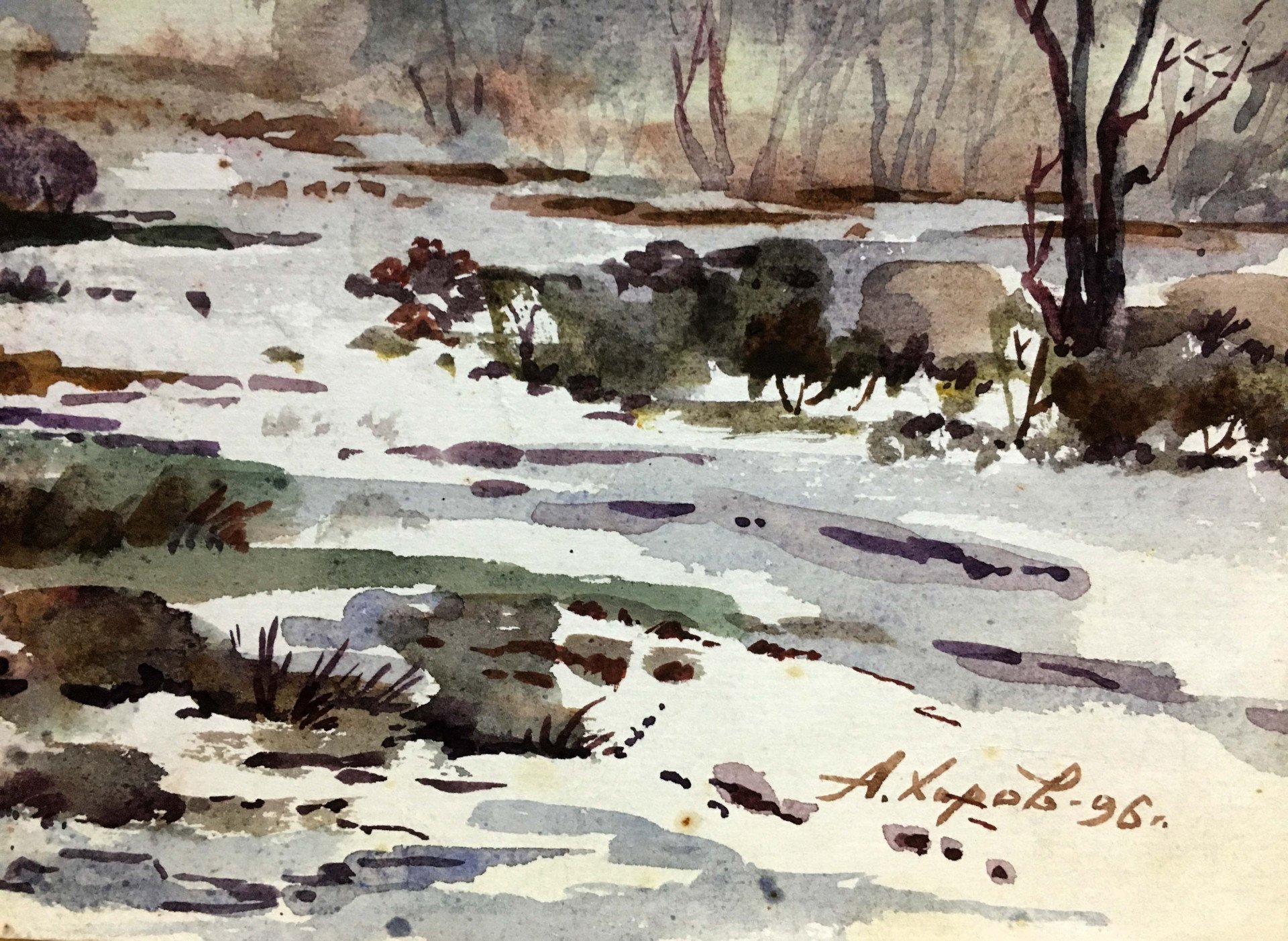 Watercolor Painting Winter Painting By Andrii Zhyvodorov