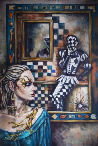 Malarstwo "Po drugiej stronie lustra", malarz Kateryna Bortsova akryl płótno w Jose Art Gallery