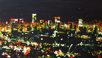 Malarstwo "Noc w Los Angeles", malarz Kateryna Bortsova akryl płótno w Jose Art Gallery