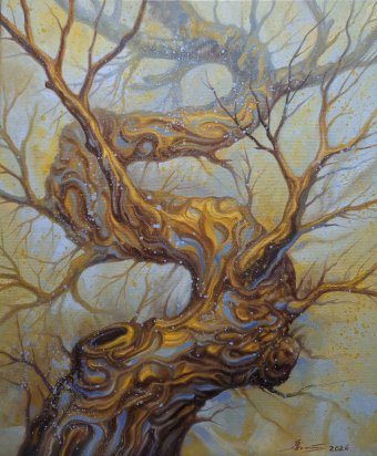 Peinture "A Tree in November", peintre Serhii Voichenko huile toile à la Jose Art Gallery