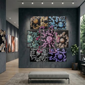 Pintura "Heptaptych Siete fronteras", pintor ValerI KlepA acrílico lienzo en Jose Art Gallery