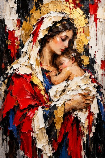 Arte digital "Virgen con el Niño", artista digital Temnyy en Jose Art Gallery