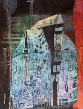 Pittura "Gru di Danzica", pittore Dariusz Górski pastello carta alla Jose Art Gallery
