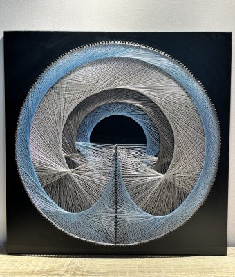 Graphik "Blaues Auge", illustrator Lina Medvedeva Sprühfarbe Holz in der Jose Art Gallery