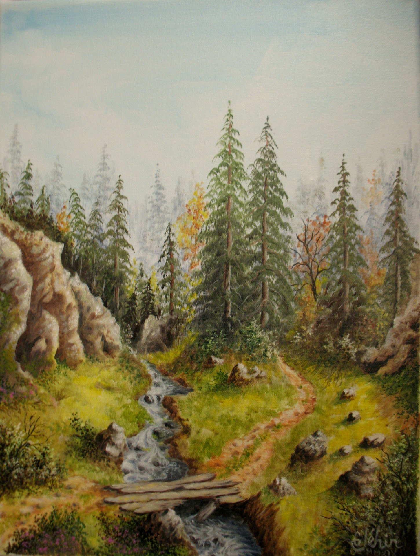 The Old Bridge . Painting by Gérard JEHIN - Jose Art Gallery