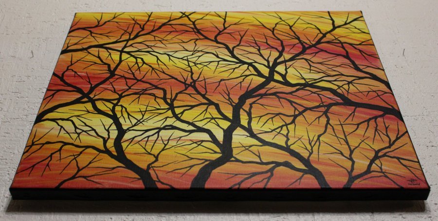 Additional view 2: Contemporary Art Genre Painting Silhouettes of branches by painter Jonathan Pradillon acrylic canvas 