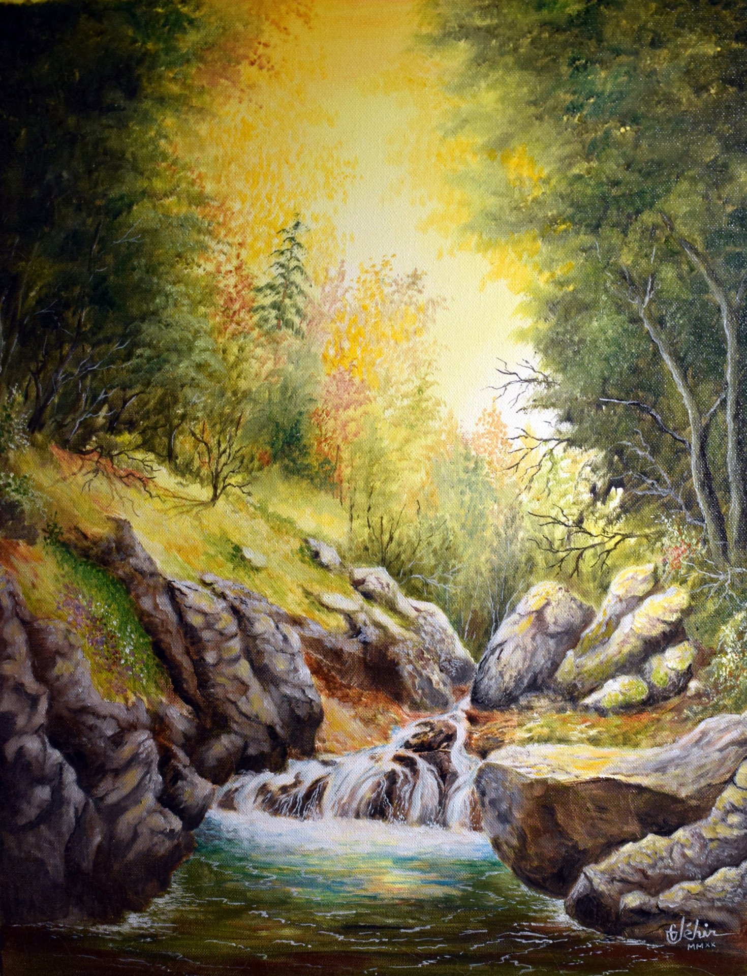 The song of the waterfall Painting by Gérard JEHIN