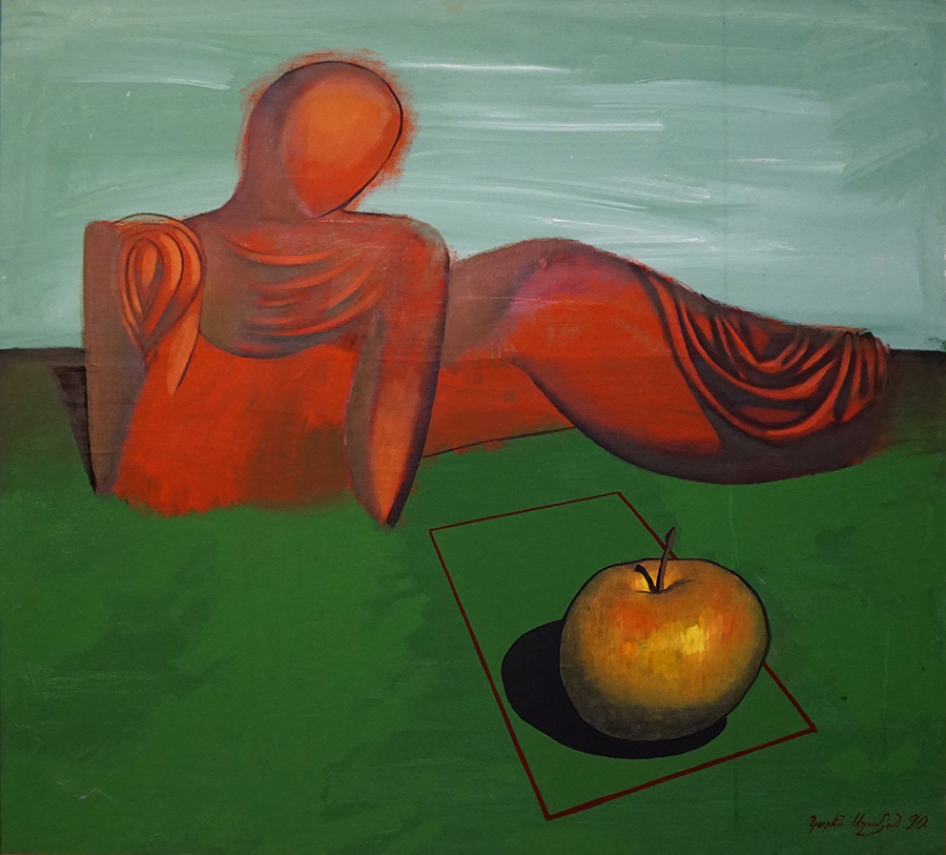 Contempler une pomme Peinture de Karen Agamyan