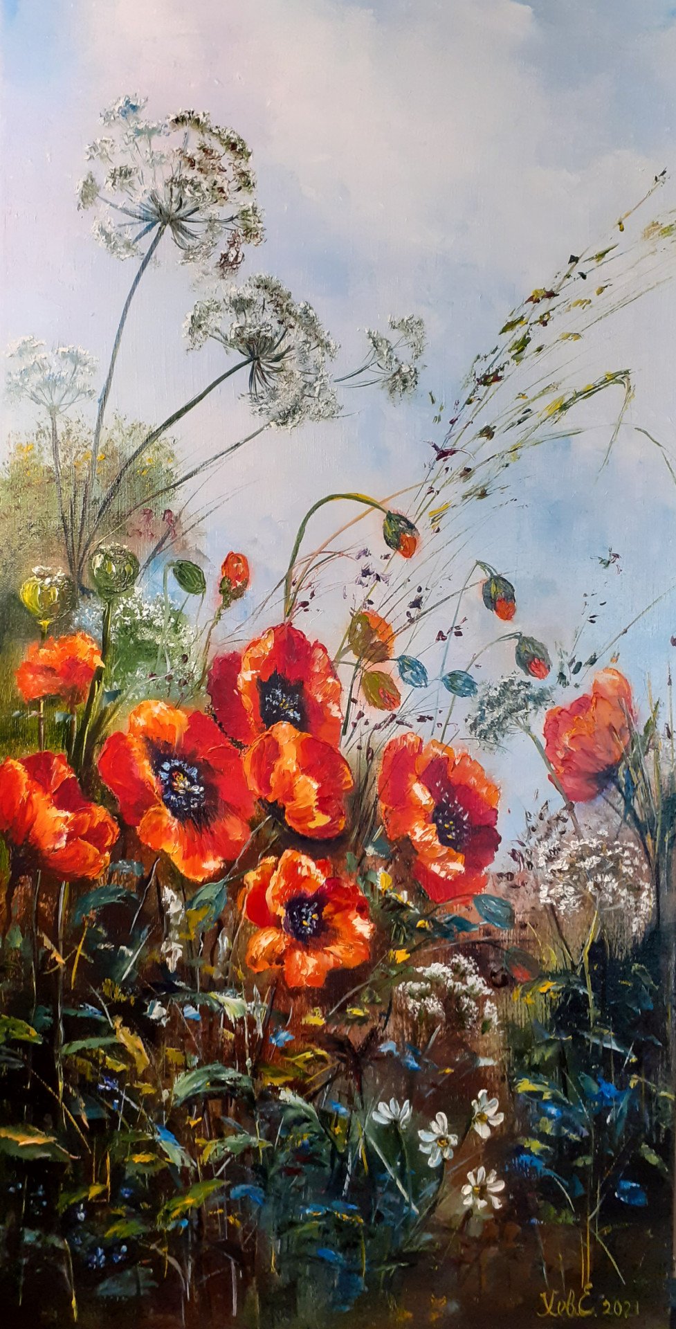 Картина «Маки в траві.», Елена Хевєлєва - Jose Art Gallery