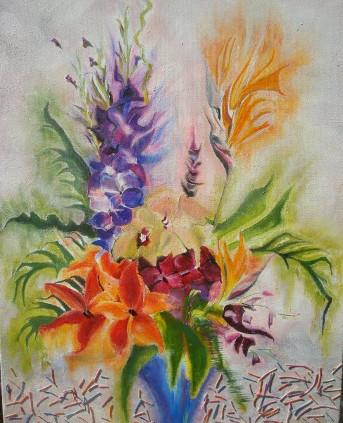 Flores de salsa Pintura de Irina Hodak - Jose Art Gallery