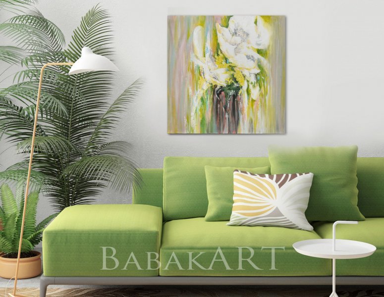 Additional view 4: Abstract Flower Painting Beloe Zelanie by painter Viktor Babak acrylic canvas 