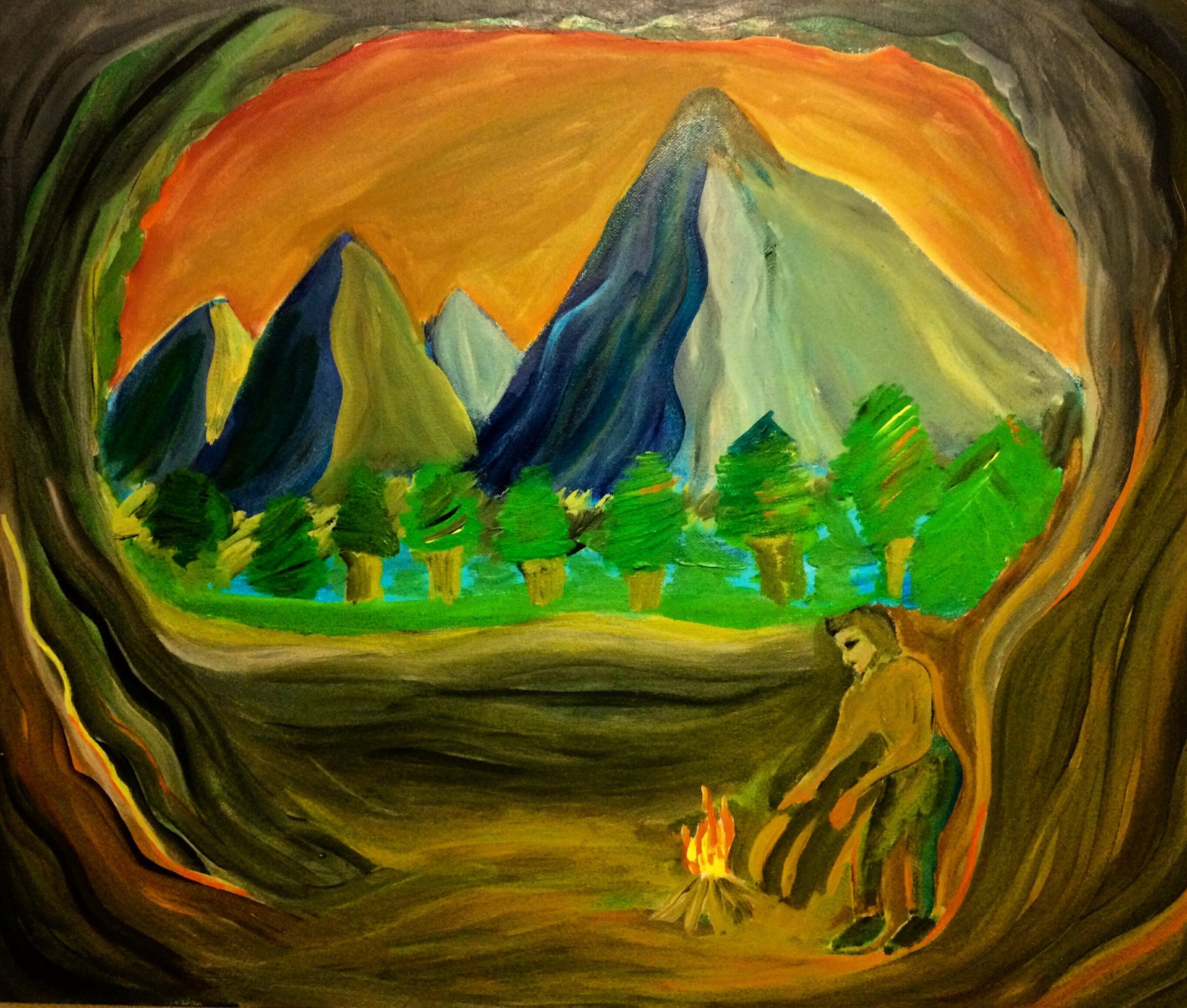 Caveman Painting by Prem Basa Jose Art Gallery