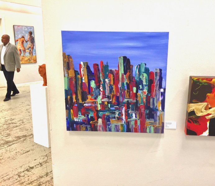 Additional view 2: Expressionism Cityscapes Painting The Skyscrapers by painter Zlata Jaanimägi acrylic canvas 