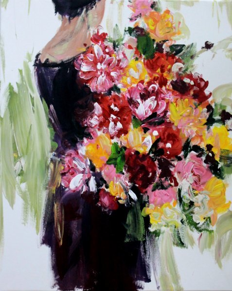 Flower Girl Painting by Mykhailo Tymchuk - Jose Art Gallery