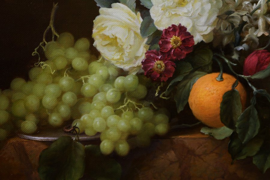 Gemälde «Rosen und Mandarine», Dmitry Sevryukov