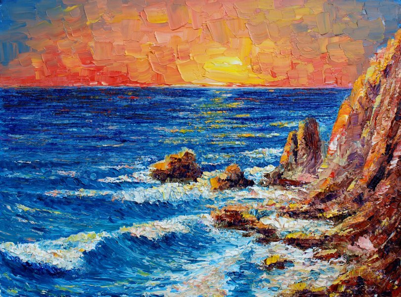 Sea Sunset Painting by Haykuhi Khachatryan